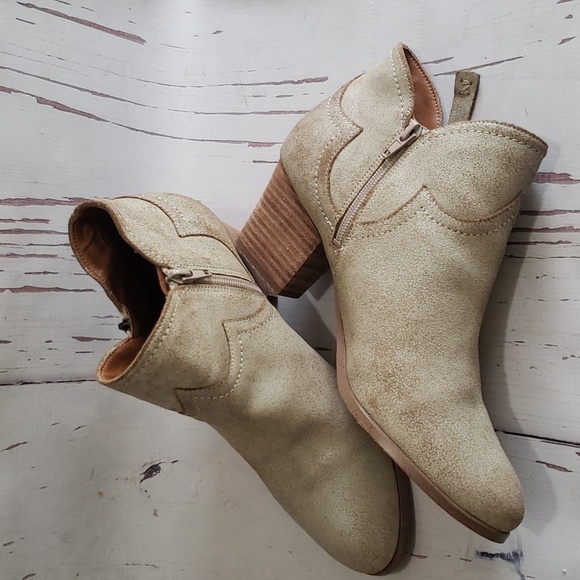Zodiac 10 crackle beige/tan suede ankle boots - Picture 6 of 8